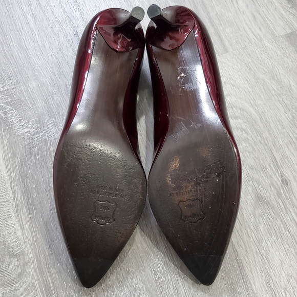 Stuart Weitzman Burgundy Patent Leather Pointy Toe Pumps - Picture 6 of 9